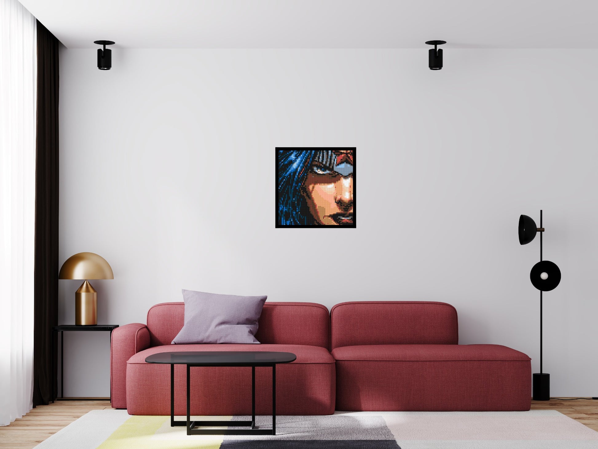 Wonder Woman - Brick Art Mosaic Kit 3x3 scene with frame