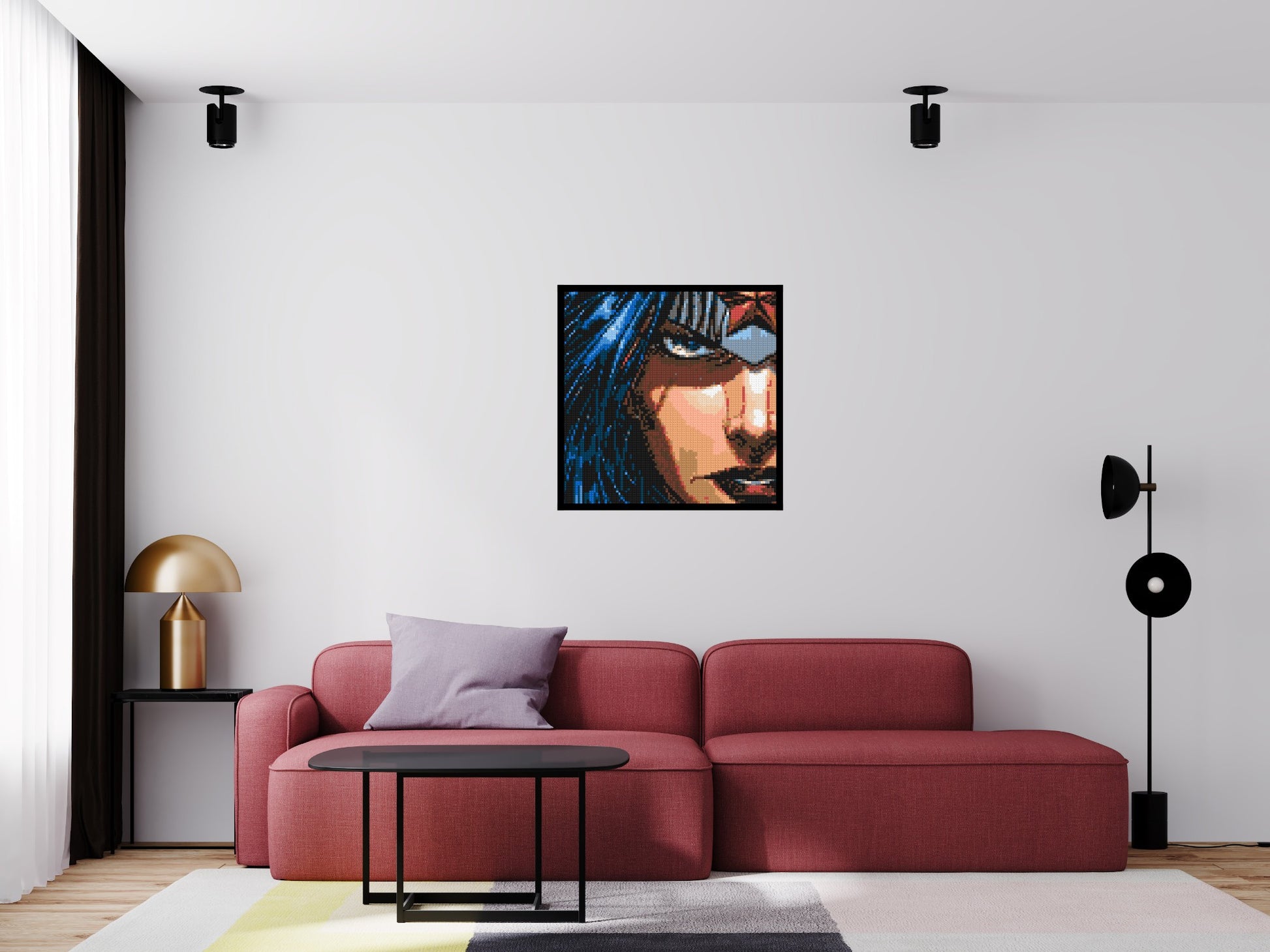 Wonder Woman - Brick Art Mosaic Kit 4x4 scene with frame