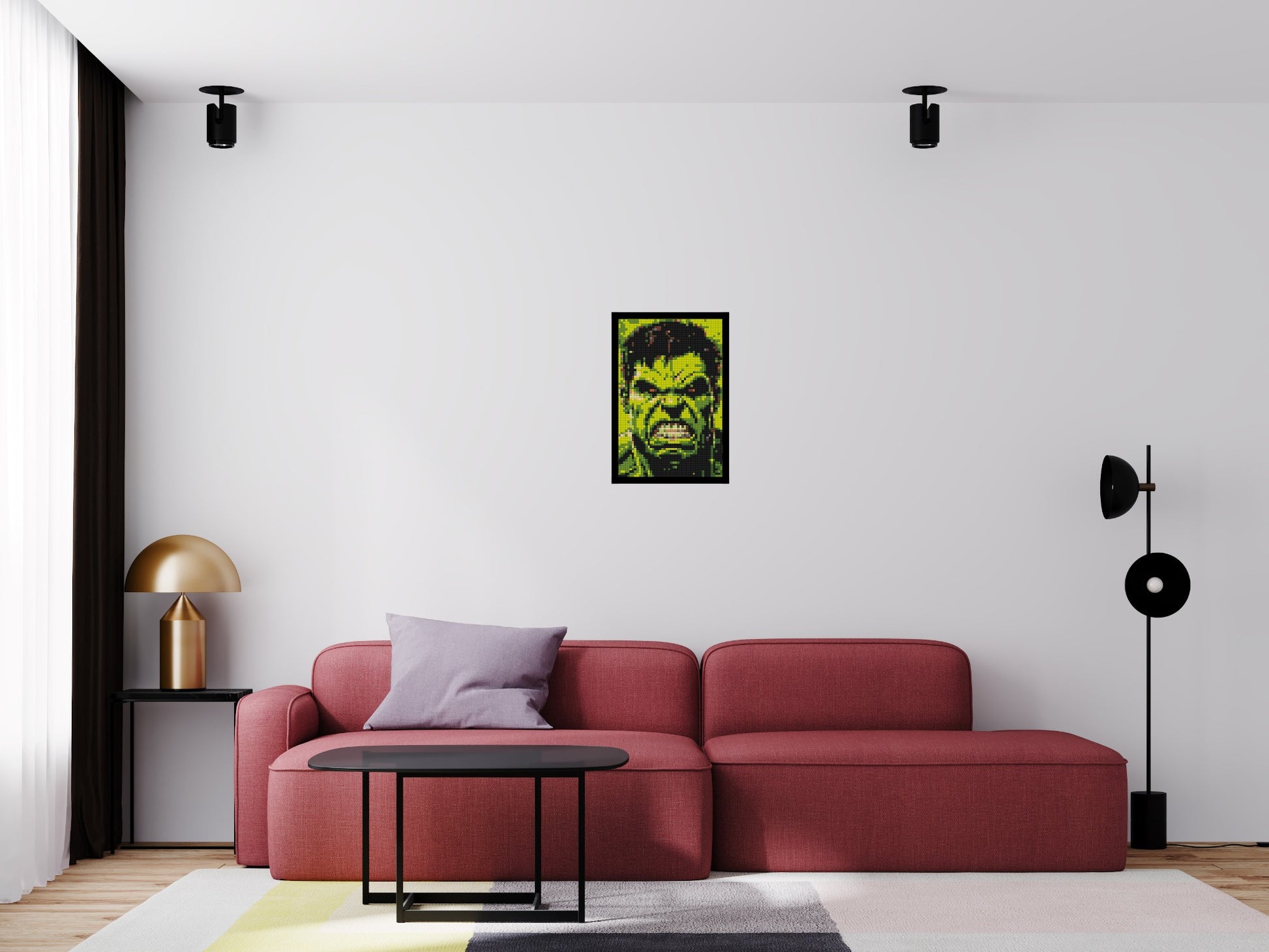 The Hulk - Brick Art Mosaic Kit 2x3 scene with frame