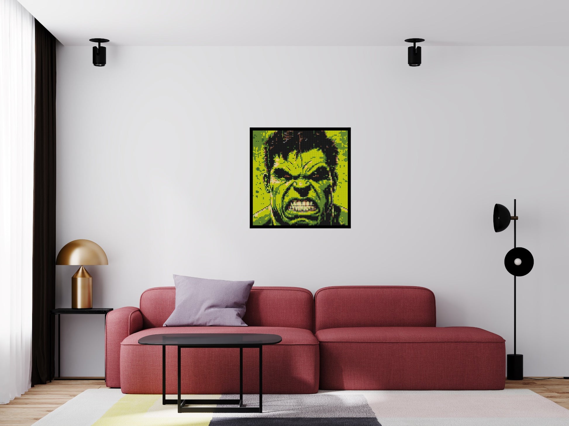 The Hulk - Brick Art Mosaic Kit 4x4 scene with frame
