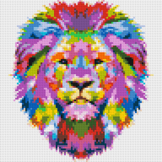 Regal Lion Colourful Pop Art - Brick Art Mosaic Kit 4x4 large