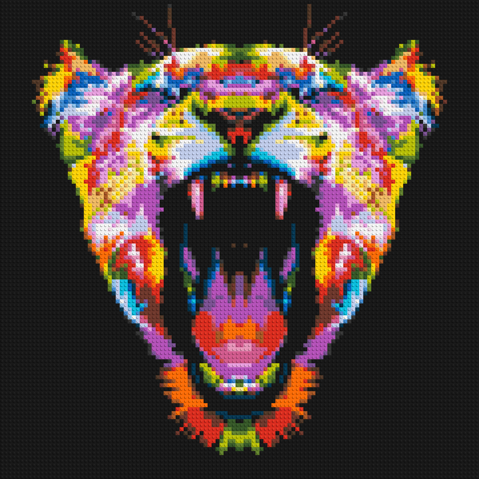 Roaring Tiger Colourful Pop Art - Brick Art Mosaic Kit 5x5 large