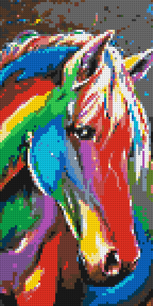 Rainbow Horse Colourful Pop Art - Brick Art Mosaic Kit 3x6 large