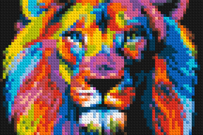 Lion Colourful Pop Art - Brick Art Mosaic Kit 3x2 large