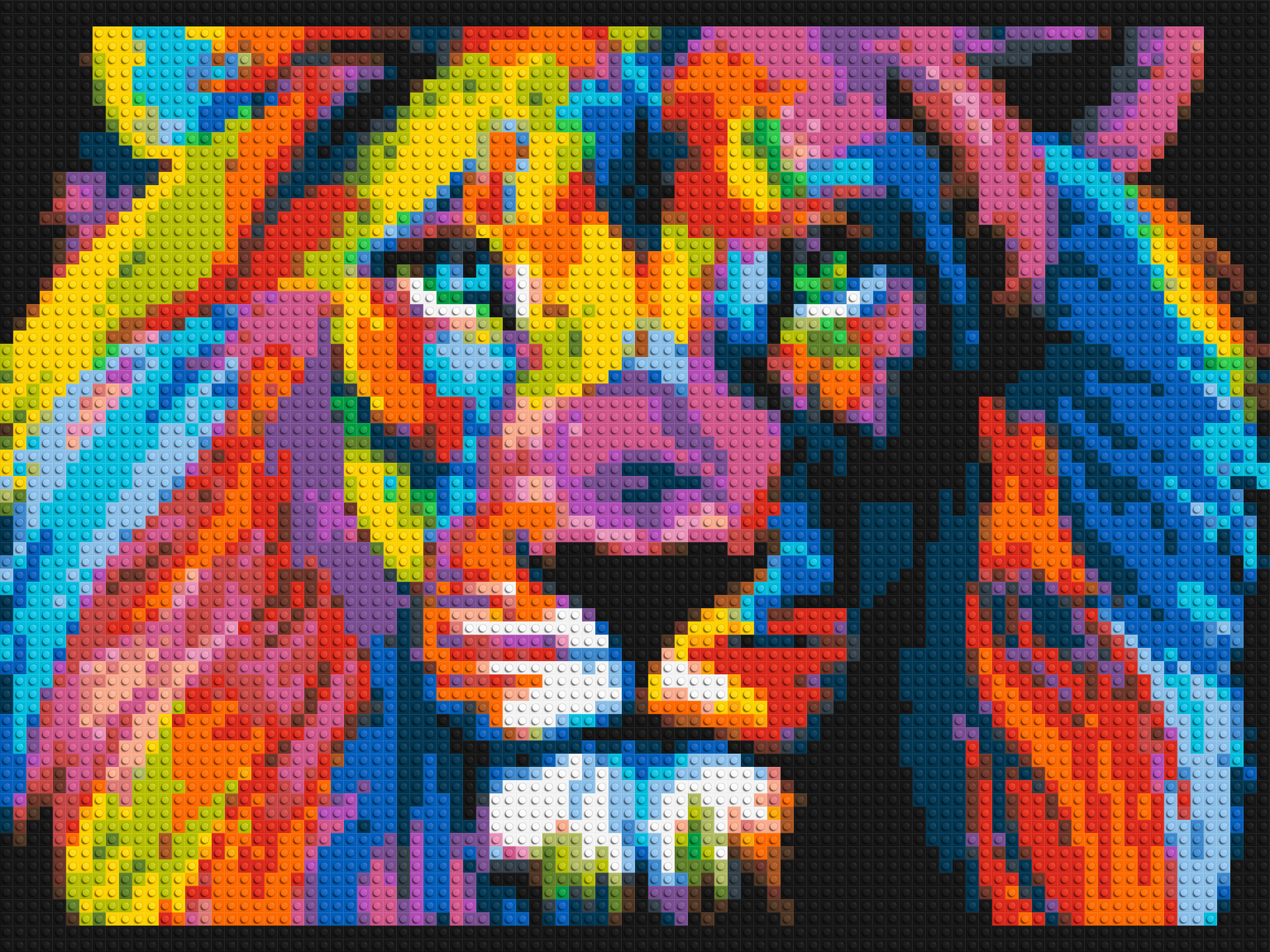 Lion Colourful Pop Art - Brick Art Mosaic Kit 4x3 large