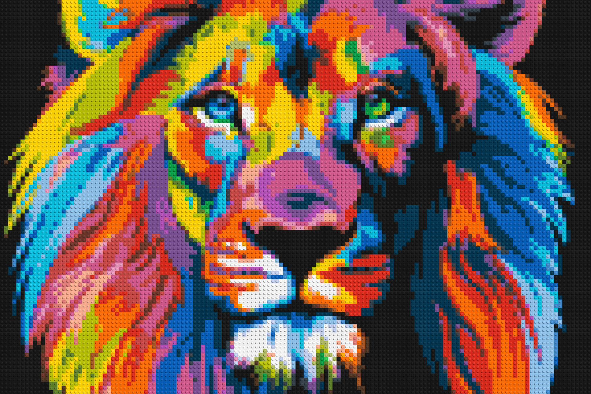 Lion Colourful Pop Art - Brick Art Mosaic Kit 6x4 large