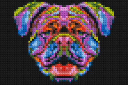 British Bulldog Colourful Pop Art - Brick Art Mosaic Kit 3x2 large