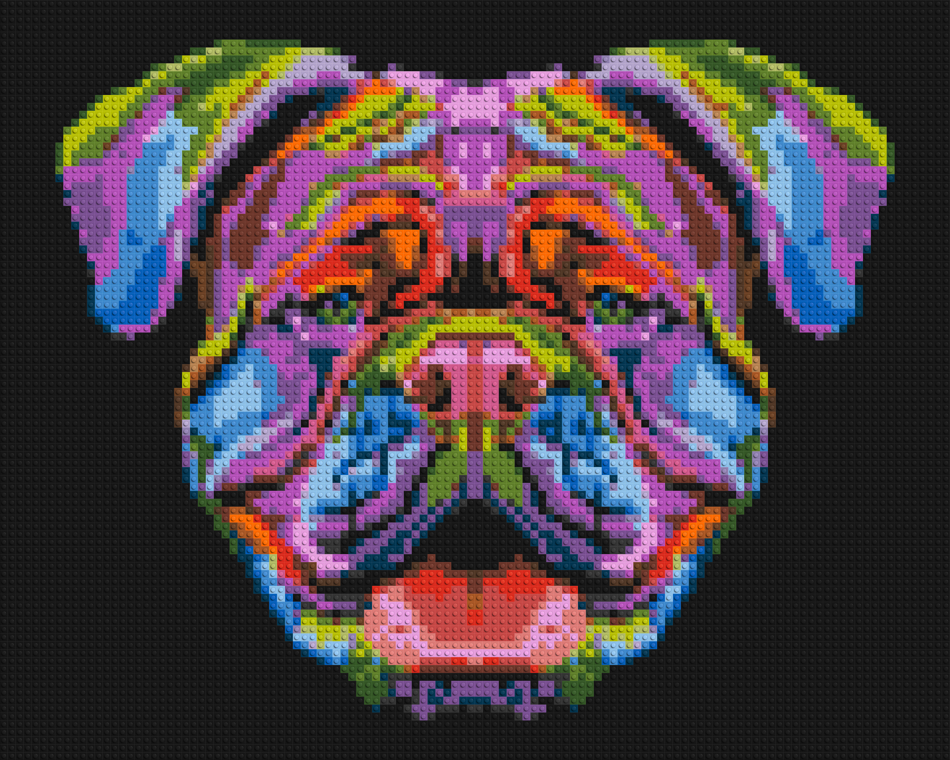 British Bulldog Colourful Pop Art - Brick Art Mosaic Kit 5x4 large