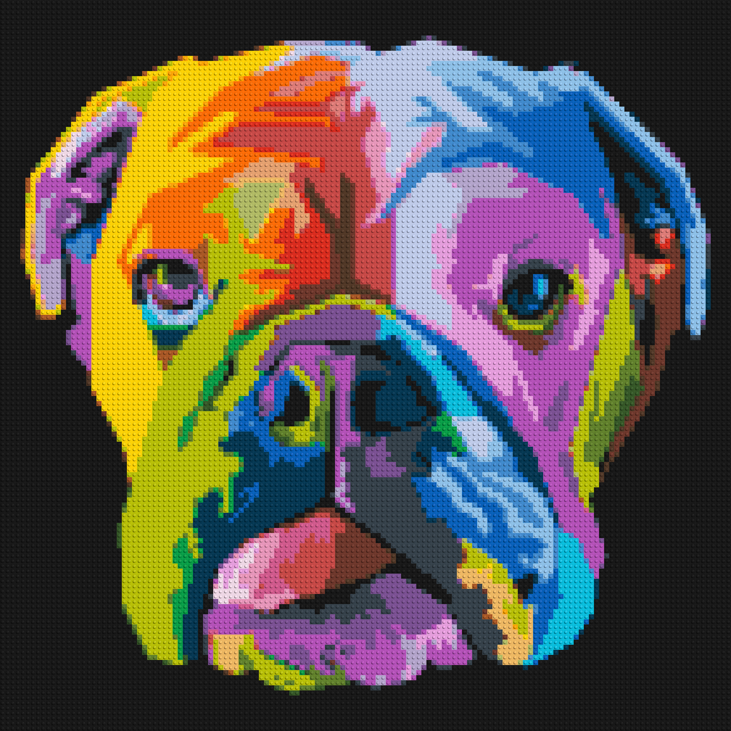 English Bulldog Colourful Pop Art - Brick Art Mosaic Kit 6x6 large