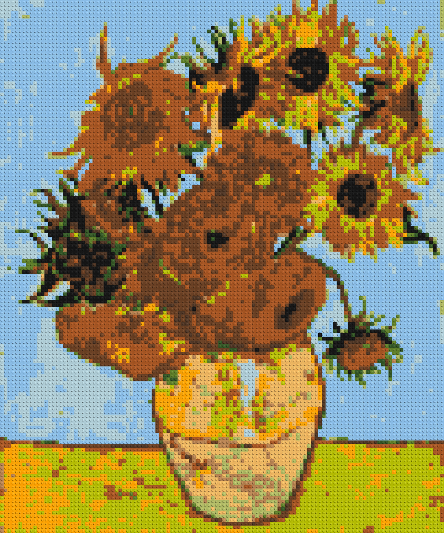 Sunflowers by Vincent Van Gogh - Brick Art Mosaic Kit 5x6 large