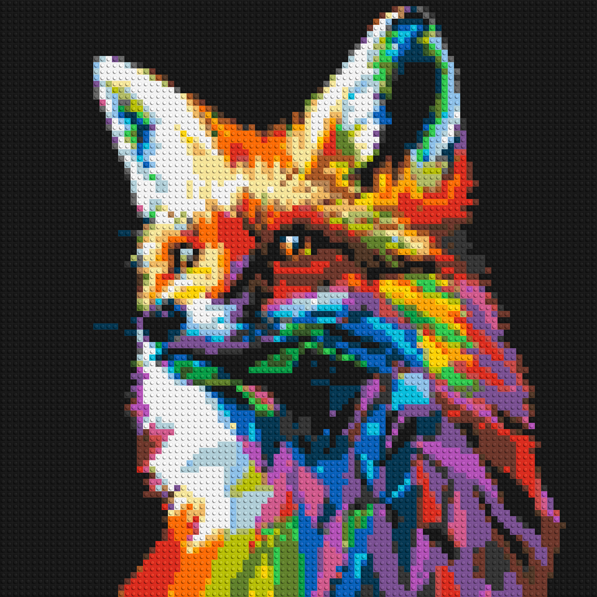 Fox Colourful Pop Art - Brick Art Mosaic Kit 4x4 large