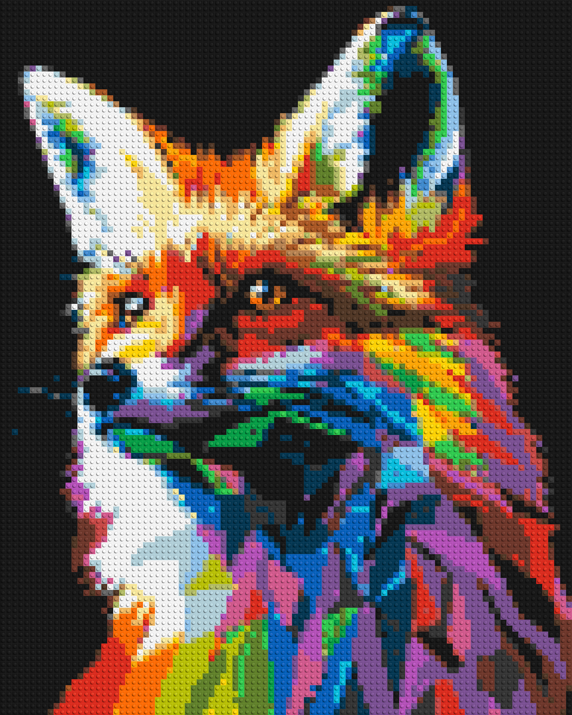 Fox Colourful Pop Art - Brick Art Mosaic Kit 4x5 large