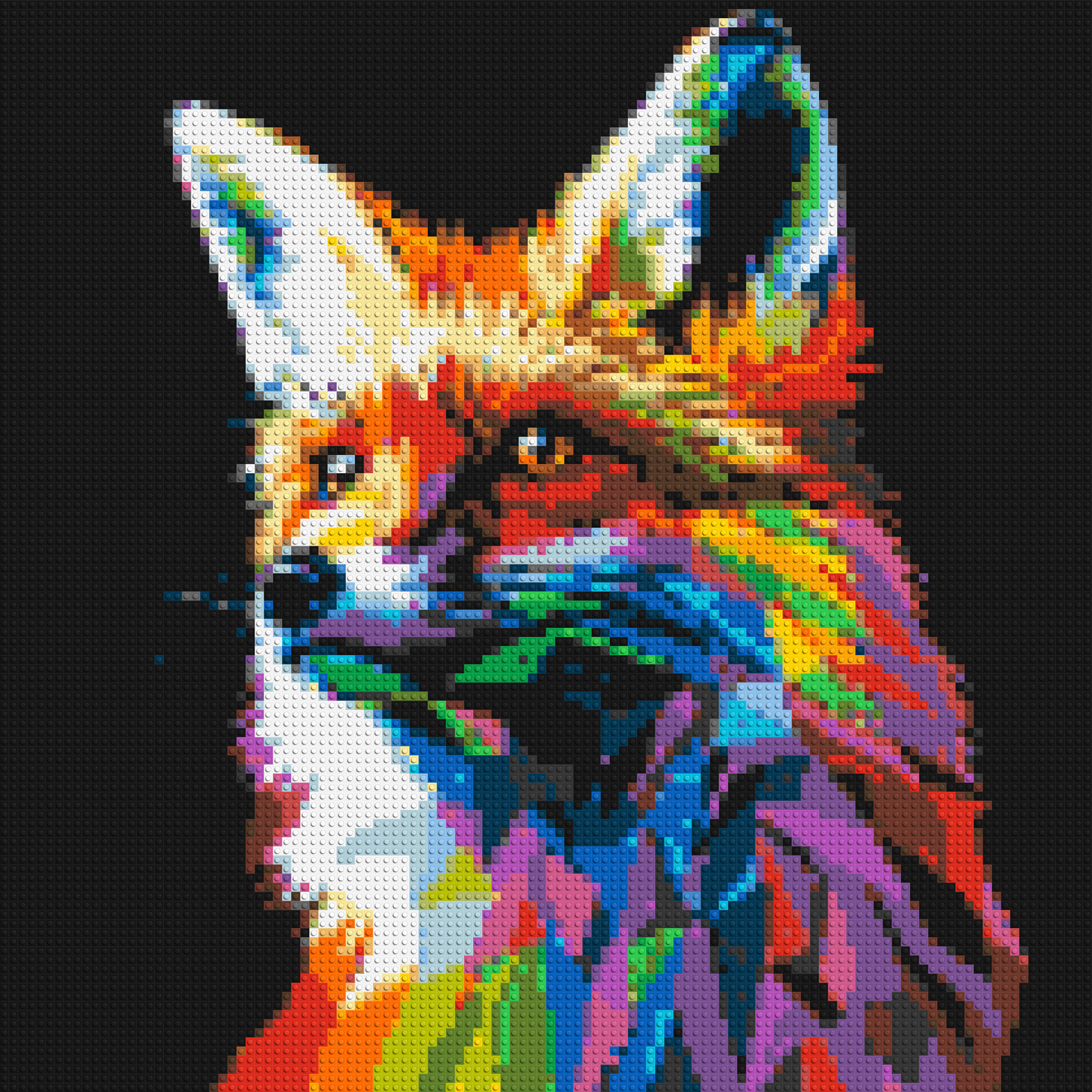 Fox Colourful Pop Art - Brick Art Mosaic Kit 5x5 large