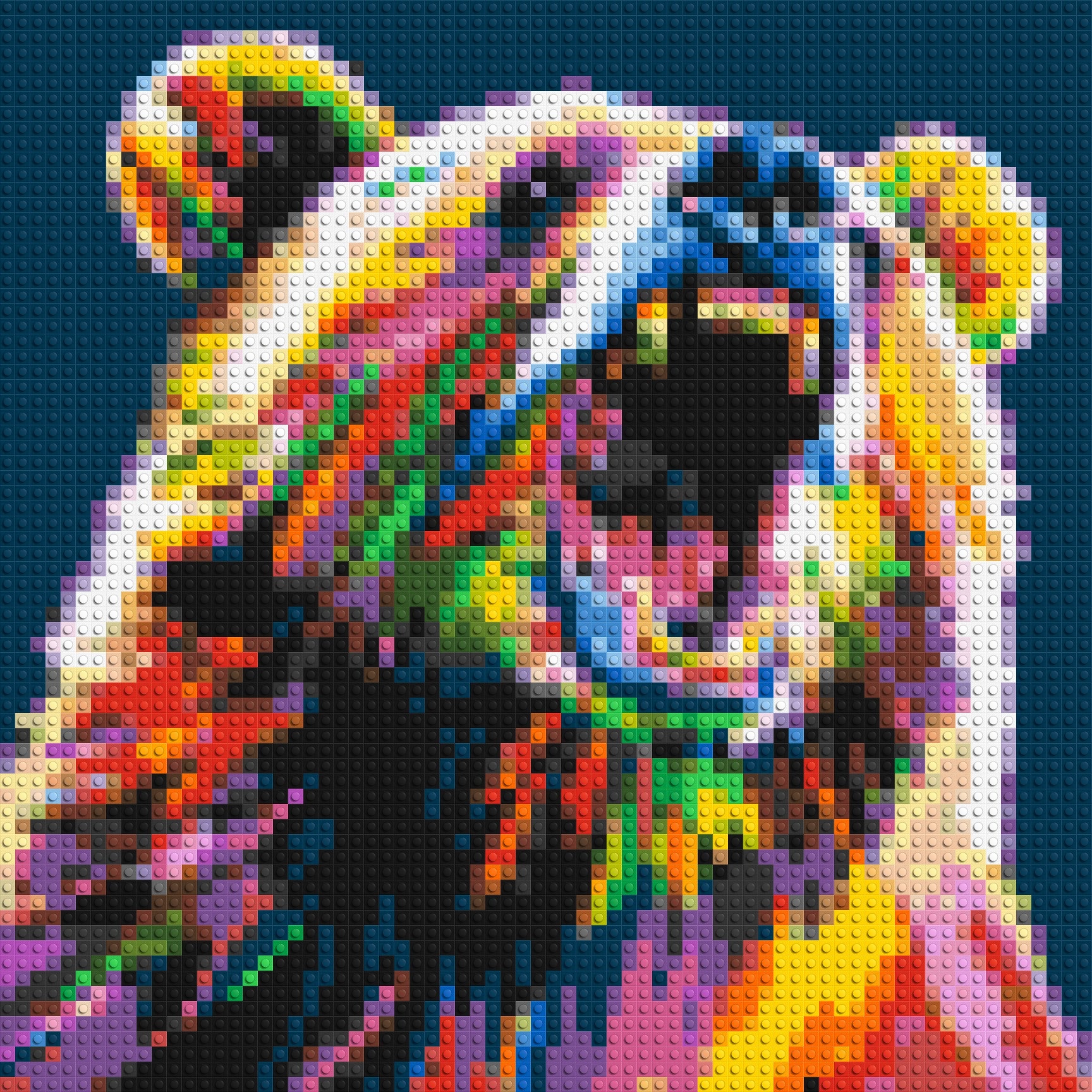 Bear Colourful Pop Art - Brick Art Mosaic Kit 3x3 large