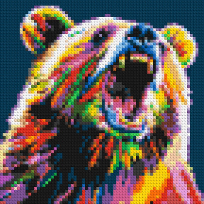 Bear Colourful Pop Art - Brick Art Mosaic Kit 3x3 large