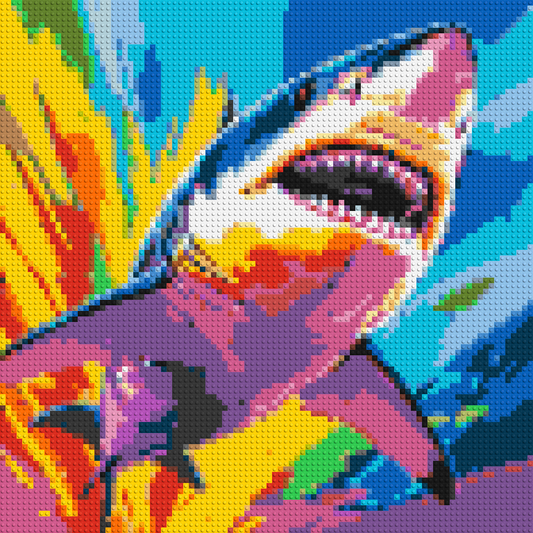 Shark Colourful Pop Art - Brick Art Mosaic Kit 4x4 large