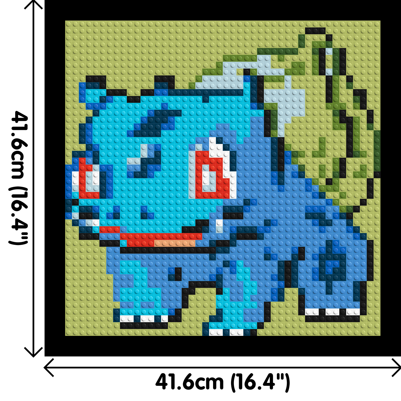 Bulbasaur Pixel Art - Brick Art Mosaic Kit 2x2 dimensions with frame