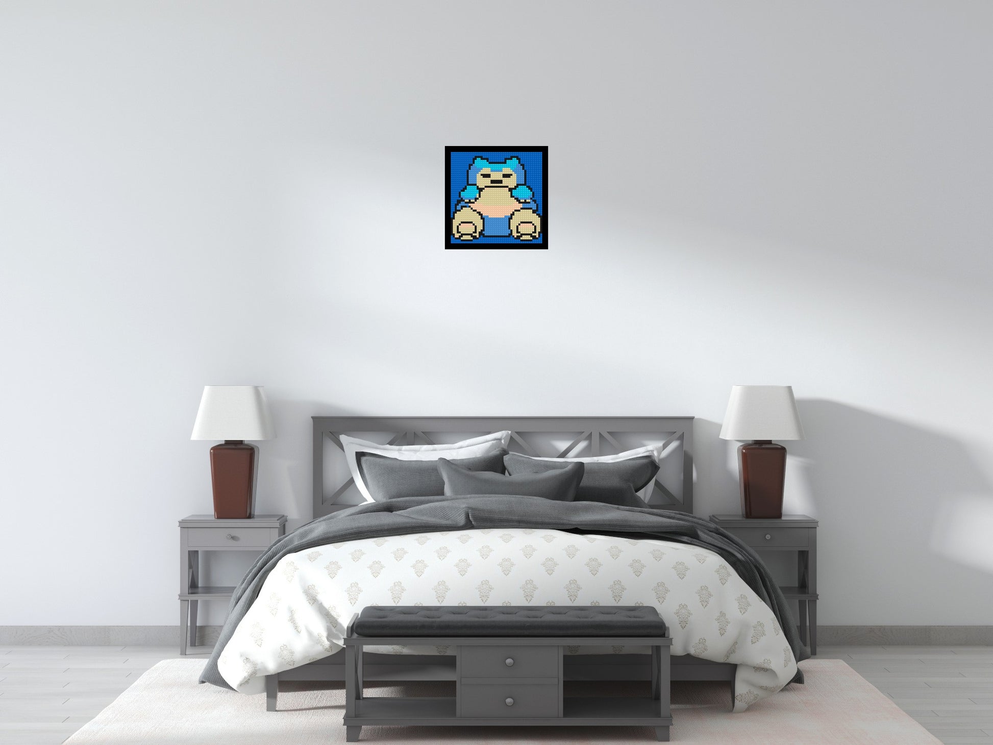 Snorlax Pixel Art - Brick Art Mosaic Kit 2x2 scene with frame