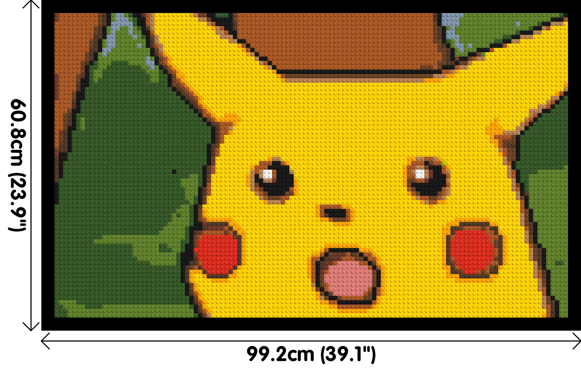 Surprised Pikachu Face Meme - Brick Art Mosaic Kit 5x3 dimensions with frame