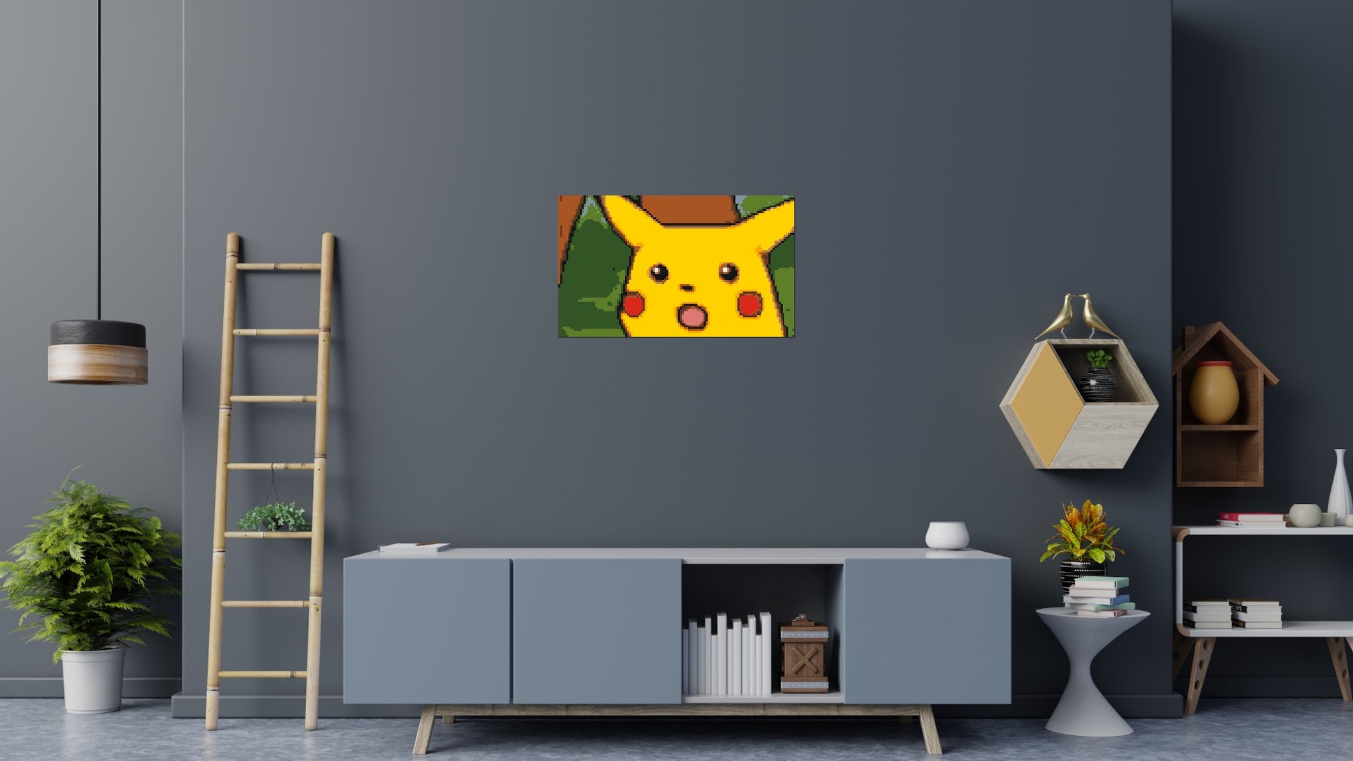 Surprised Pikachu Face Meme - Brick Art Mosaic Kit 5x3 scene