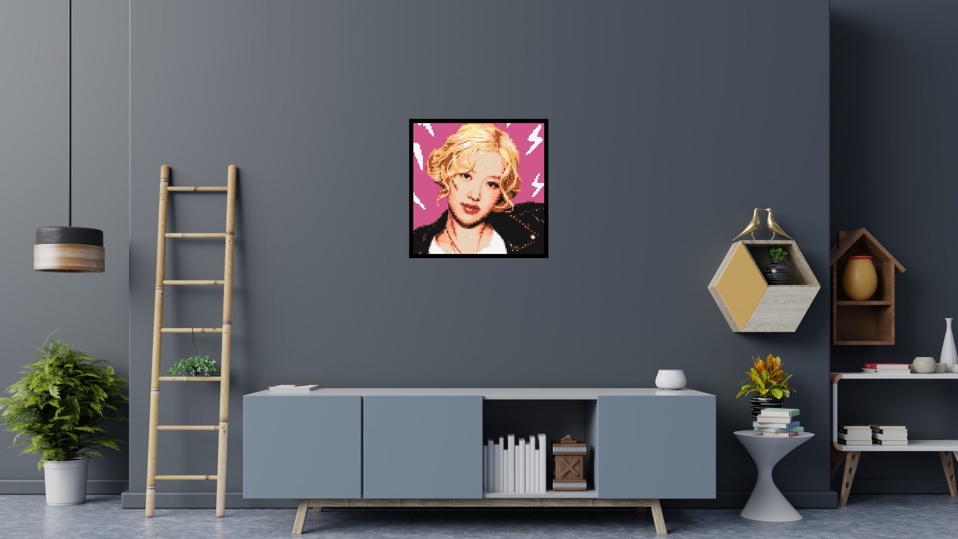 Rosé - Brick Art Mosaic Kit 4x4 scene with frame