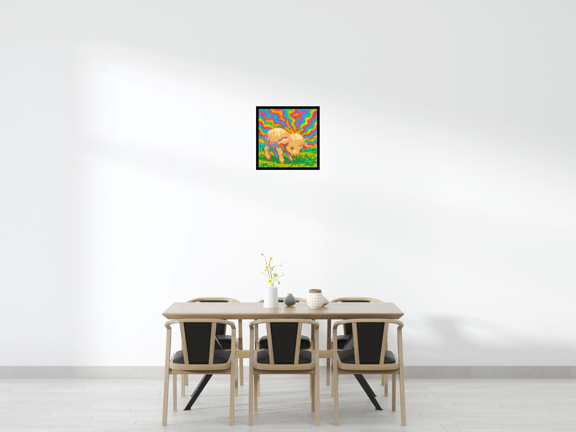 Colourful Lamb - Brick Art Mosaic Kit 3x3 scene with frame