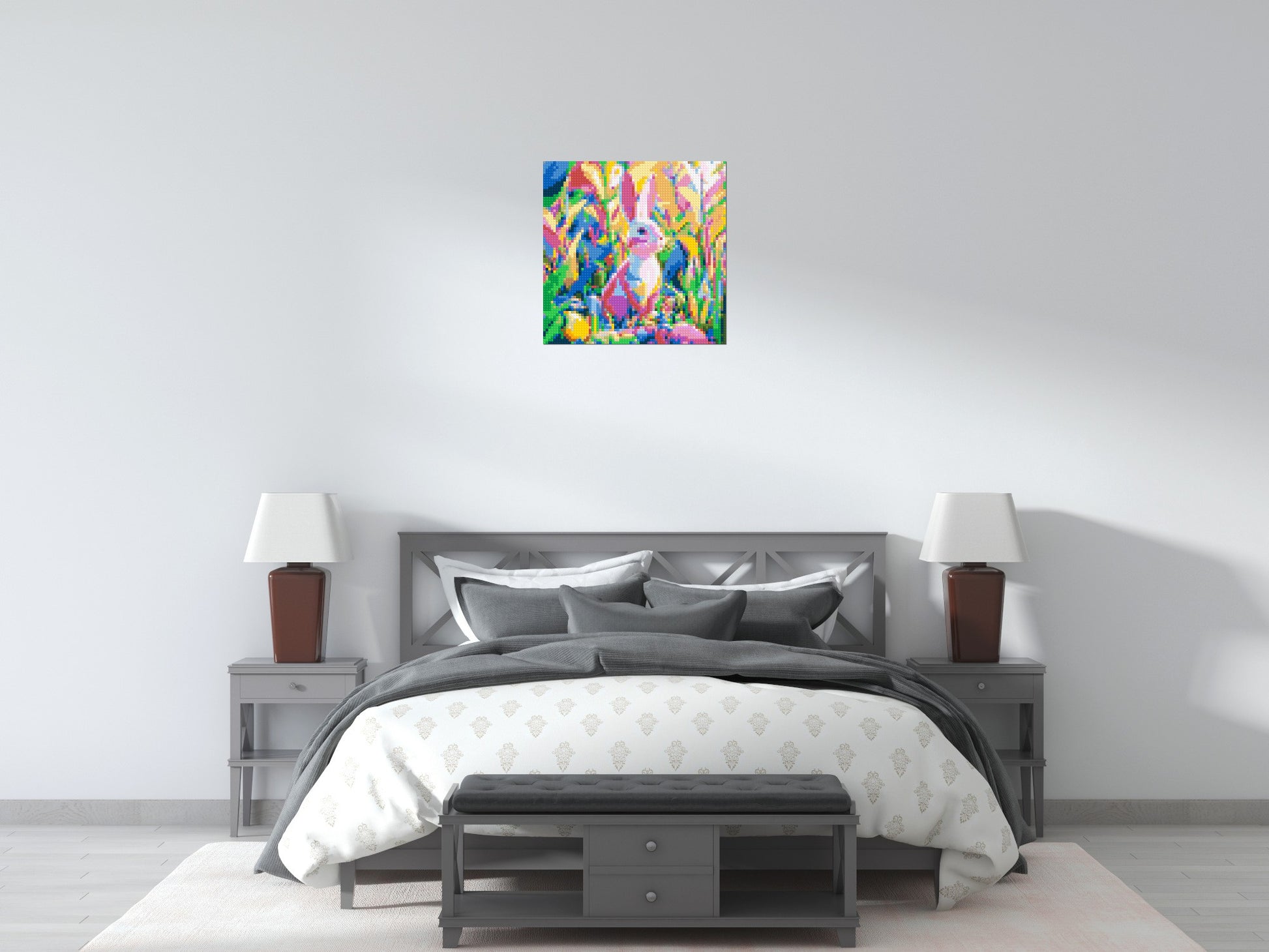 Colourful Bunny - Brick Art Mosaic Kit 3x3 scene