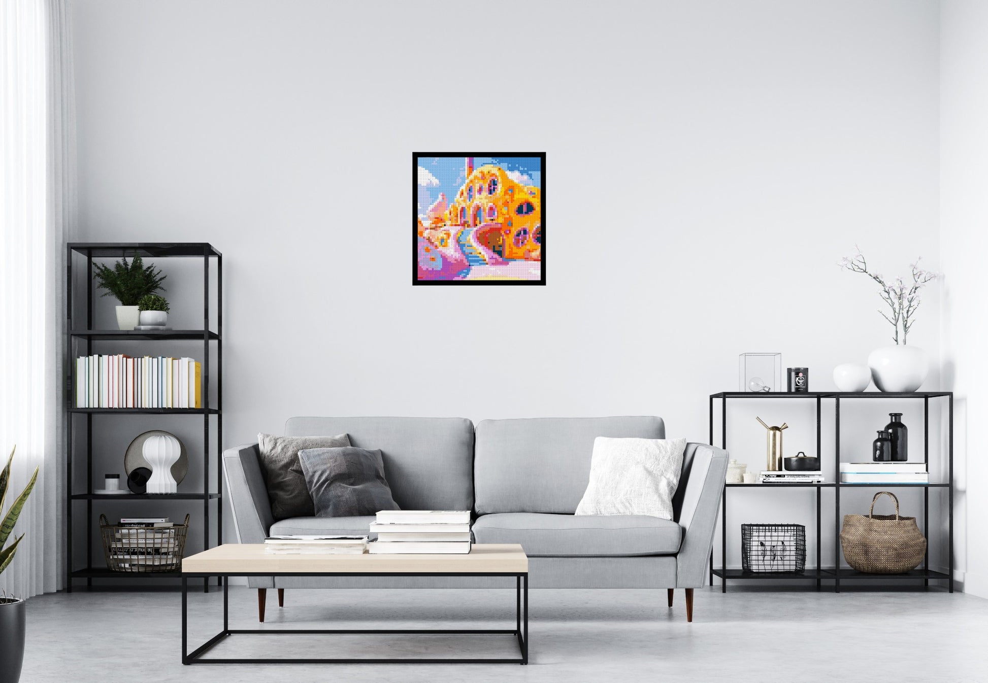 House in Candyland - Brick Art Mosaic Kit 3x3 scene with frame