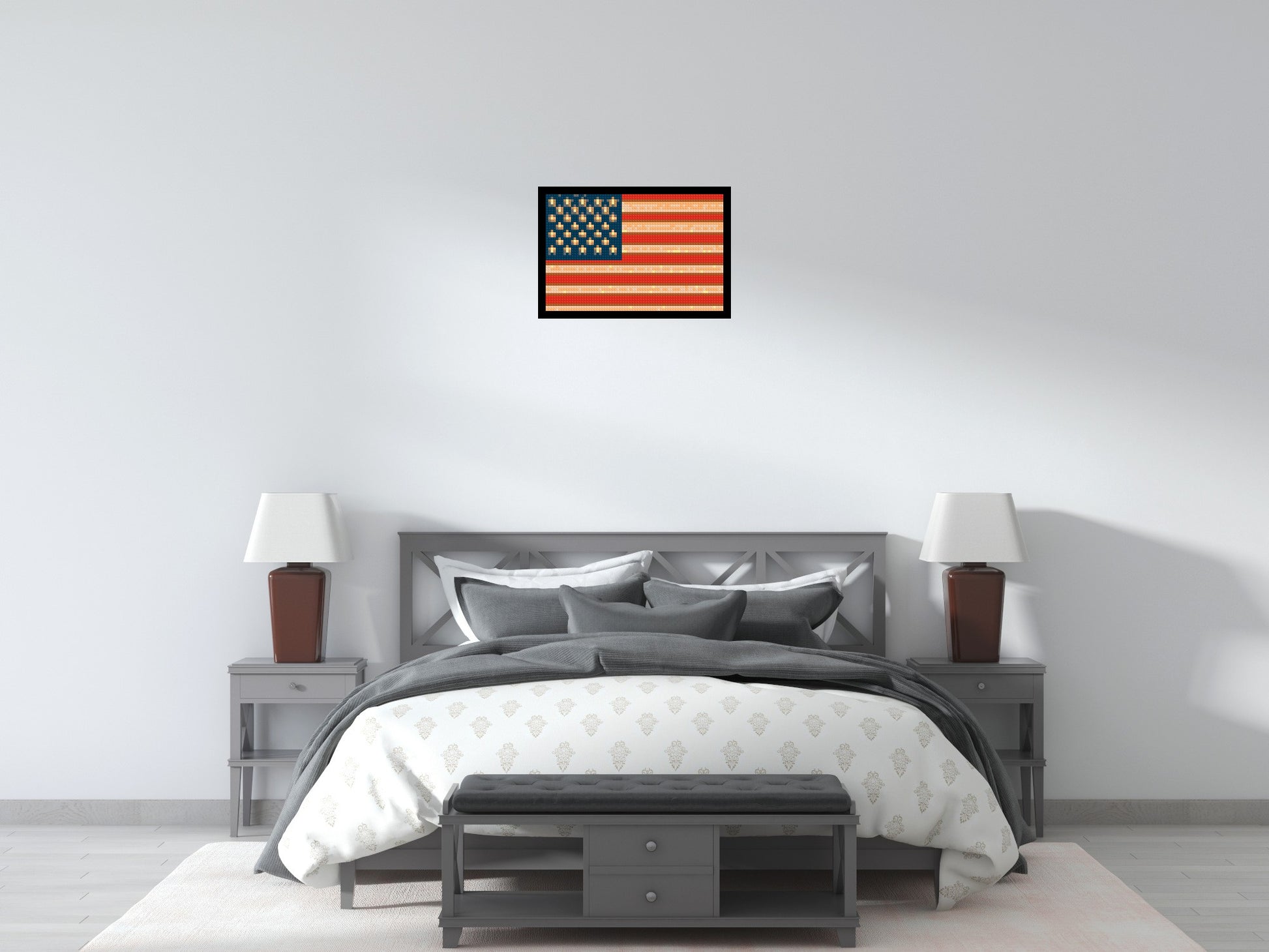 United States Flag - Brick Art Mosaic Kit 3x2 scene with frame