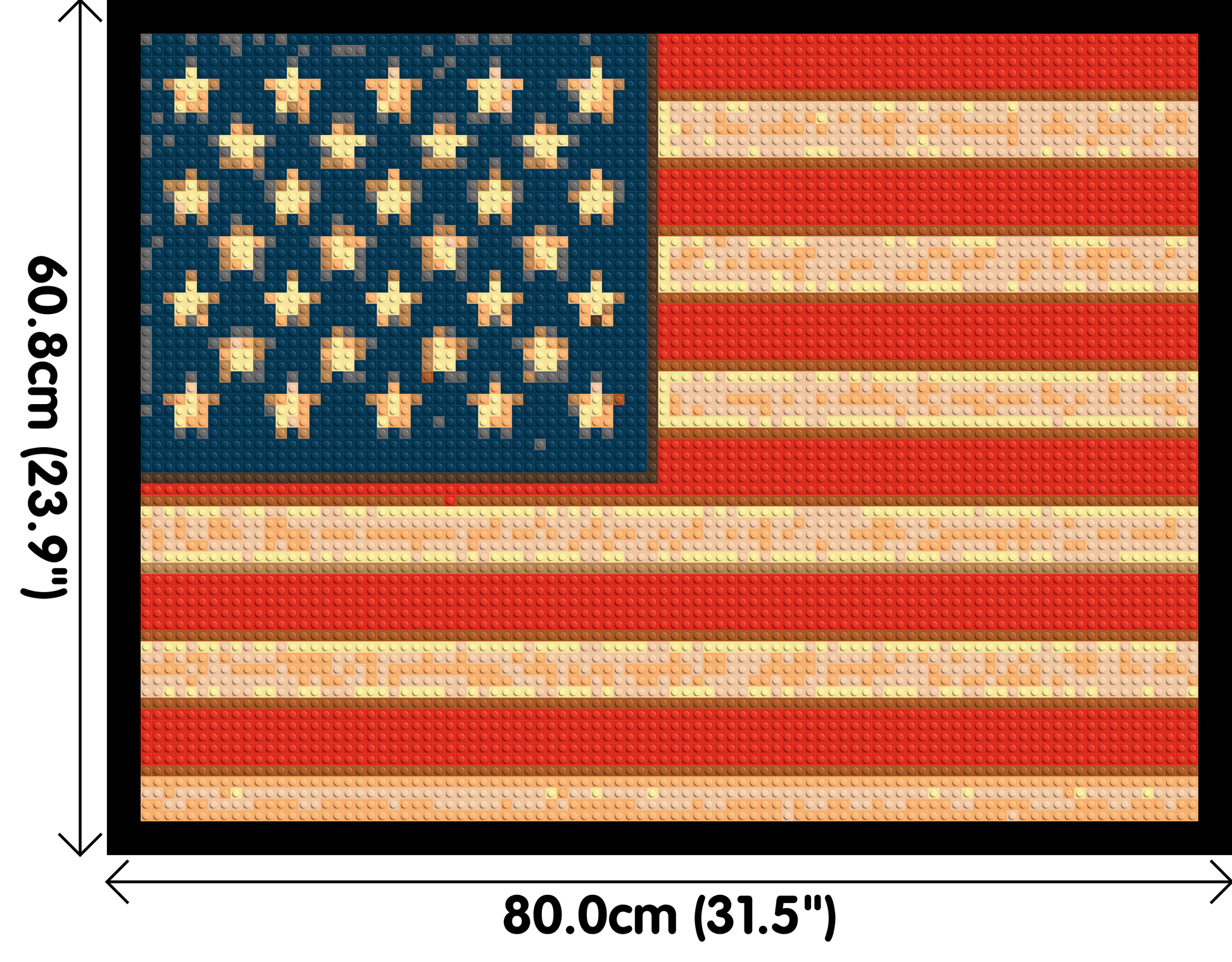 United States Flag - Brick Art Mosaic Kit 4x3 dimensions with frame