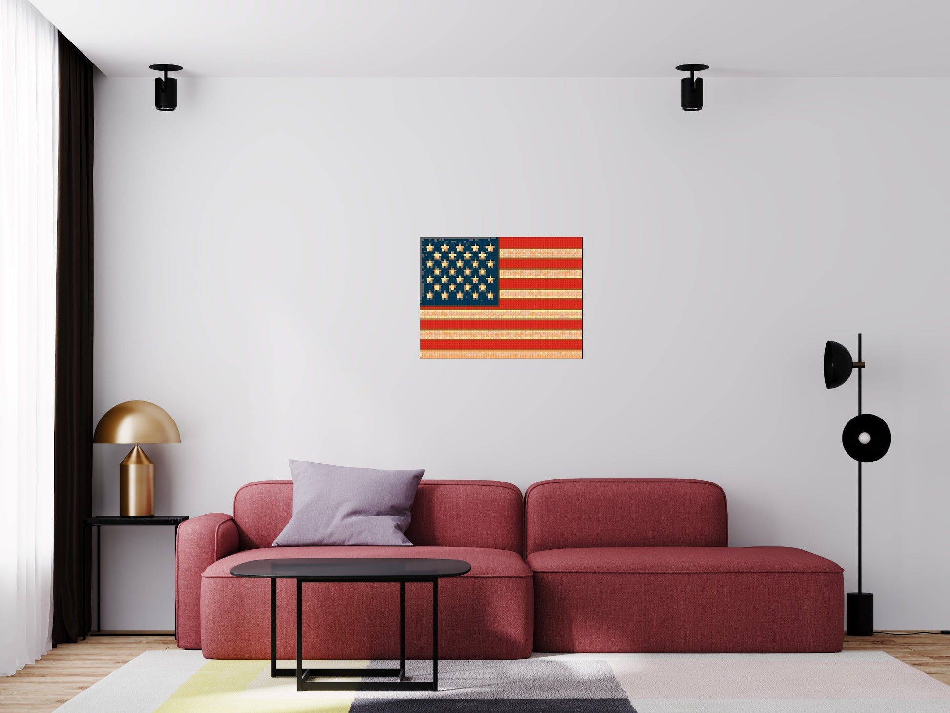 United States Flag - Brick Art Mosaic Kit 4x3 scene