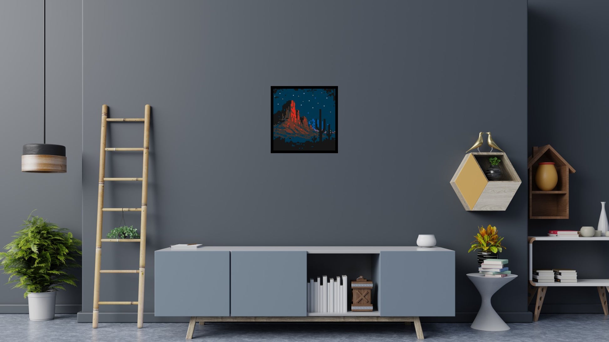 Desert Nightscape - Brick Art Mosaic Kit 3x3 scene with frame