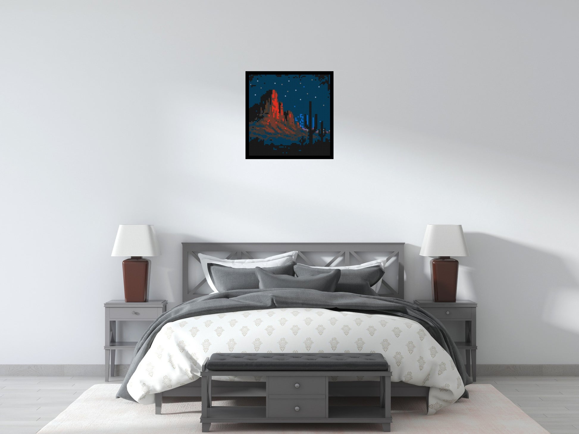 Desert Nightscape - Brick Art Mosaic Kit 3x3 scene with frame