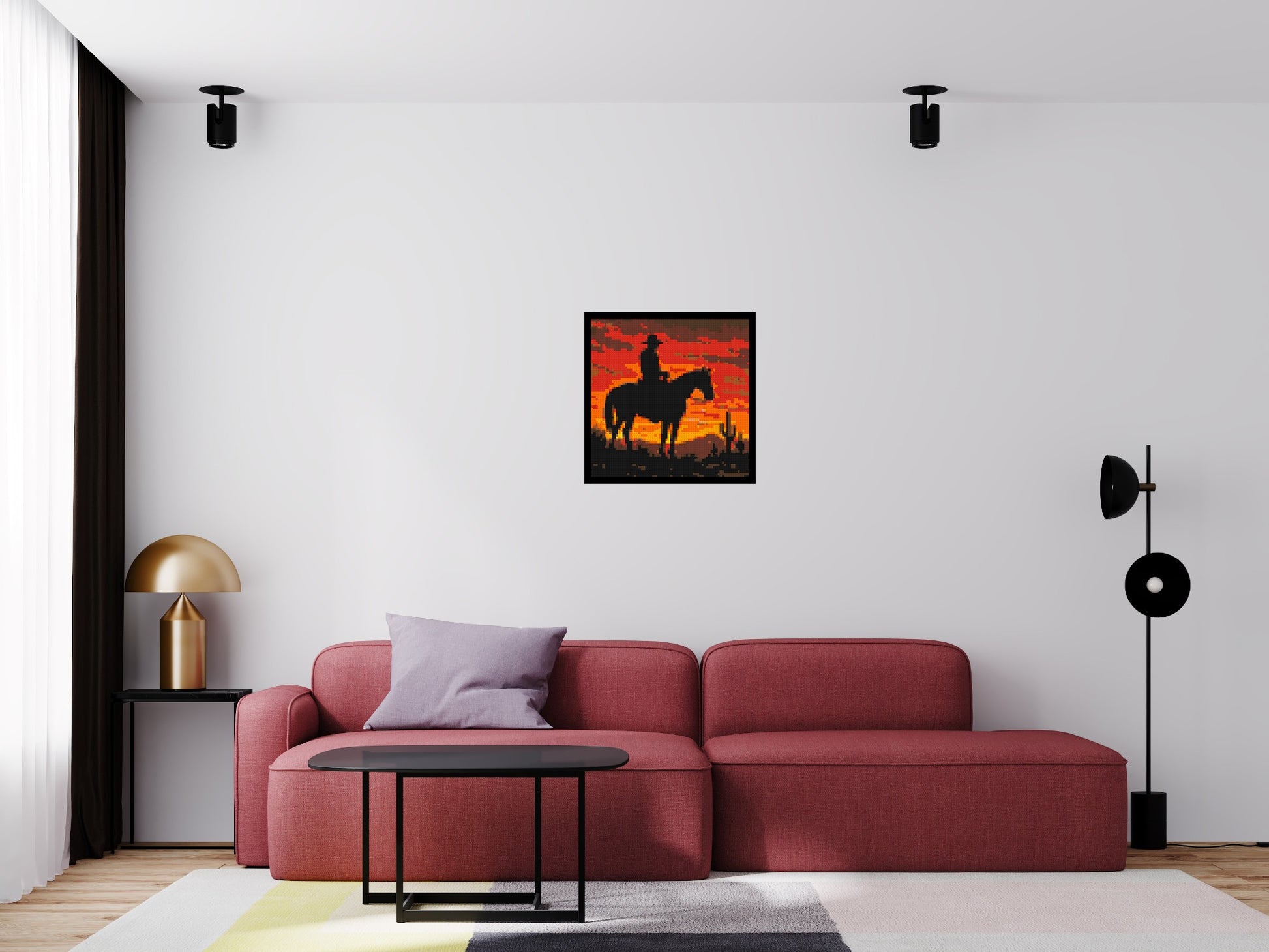 Cowboy - Brick Art Mosaic Kit 3x3 scene with frame