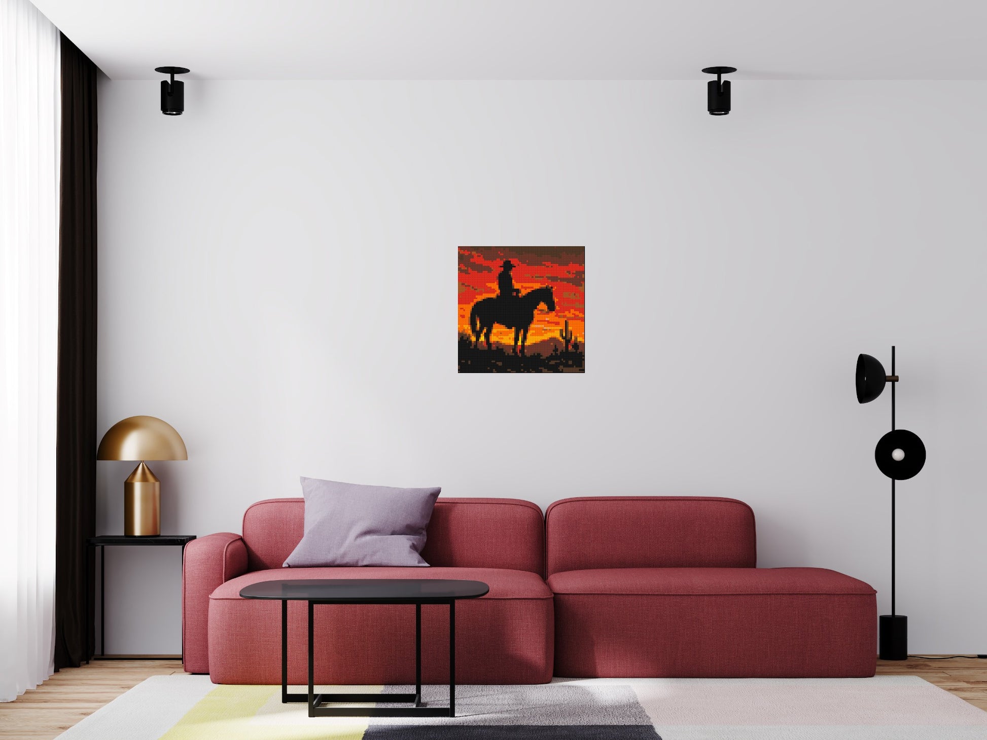 Cowboy - Brick Art Mosaic Kit 3x3 scene