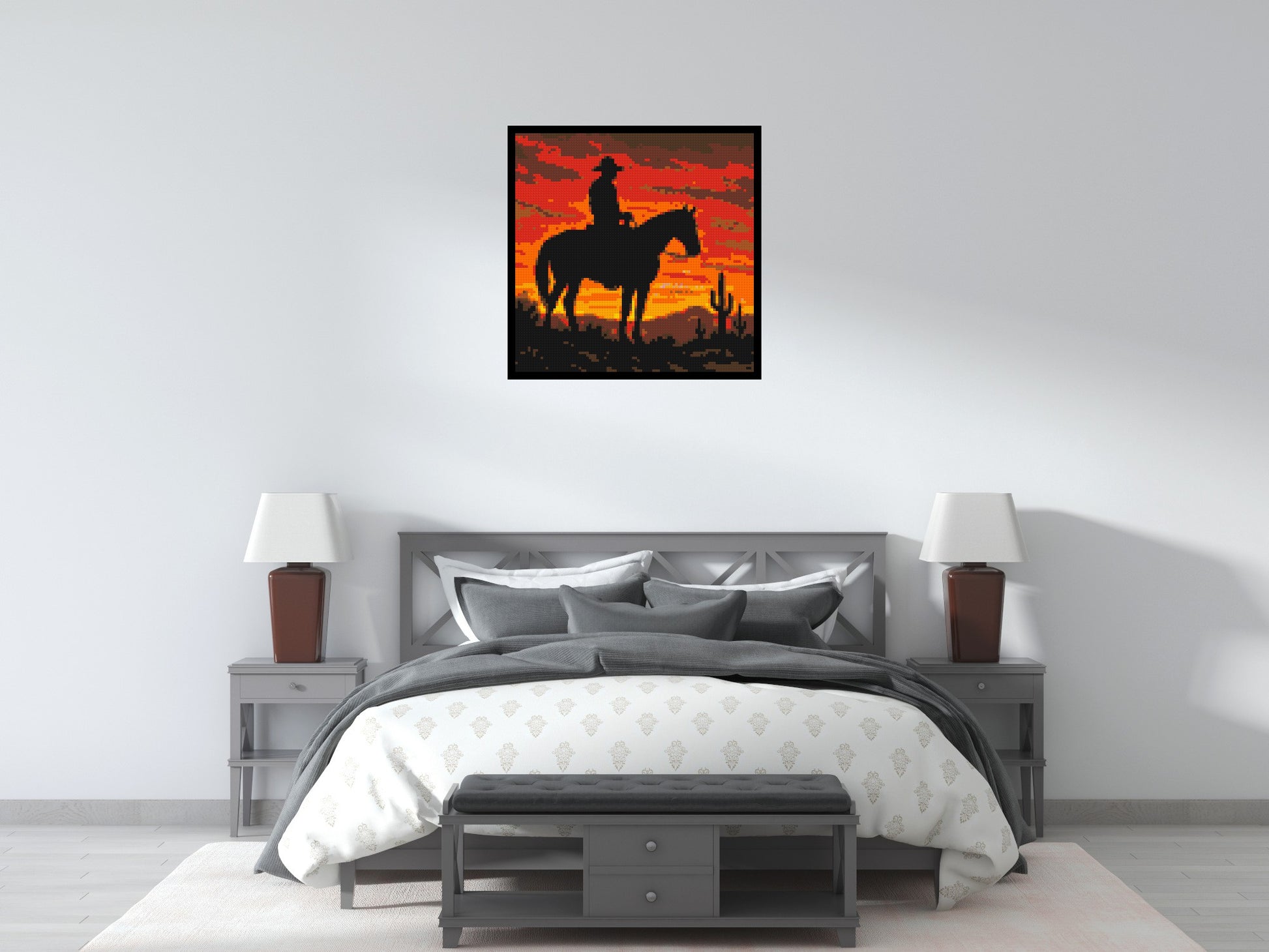 Cowboy - Brick Art Mosaic Kit 4x4 scene with frame