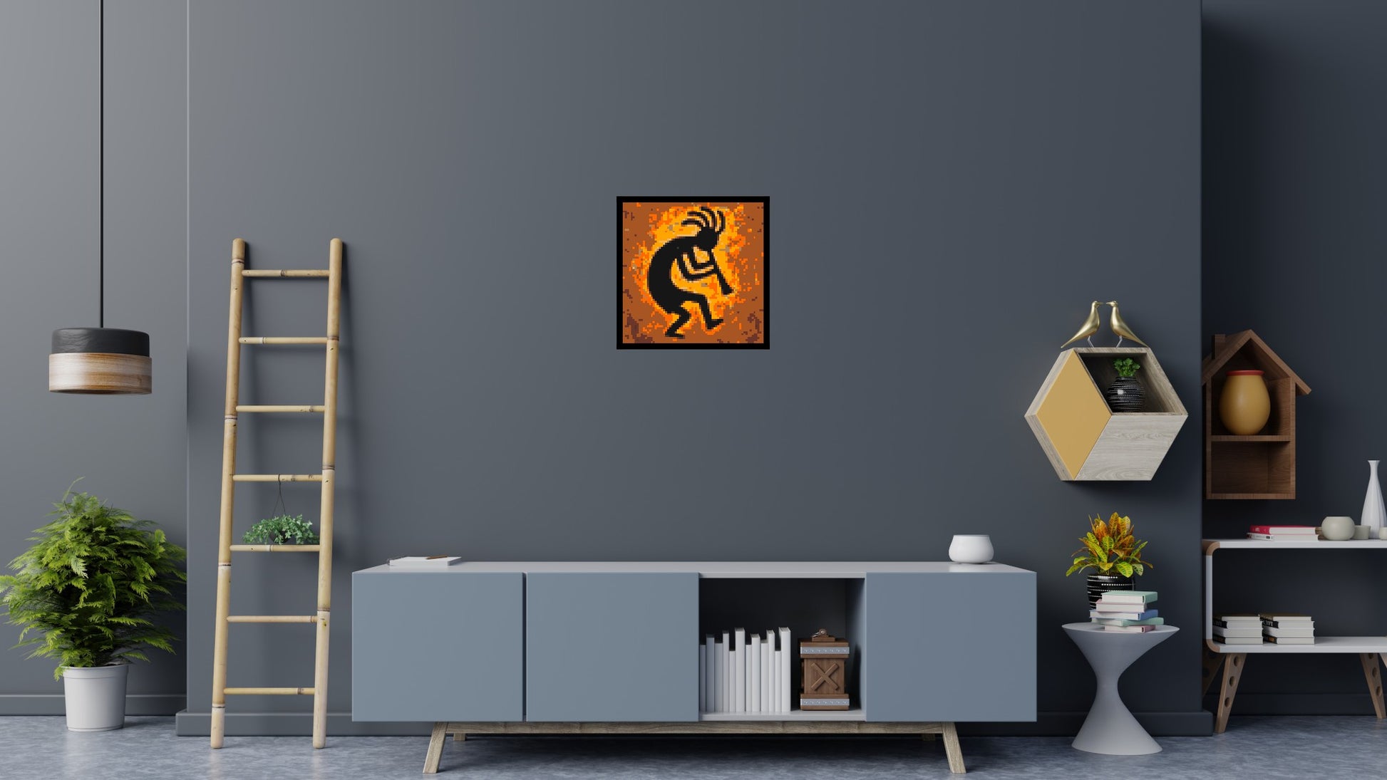Kokopelli - Brick Art Mosaic Kit 3x3 scene with frame