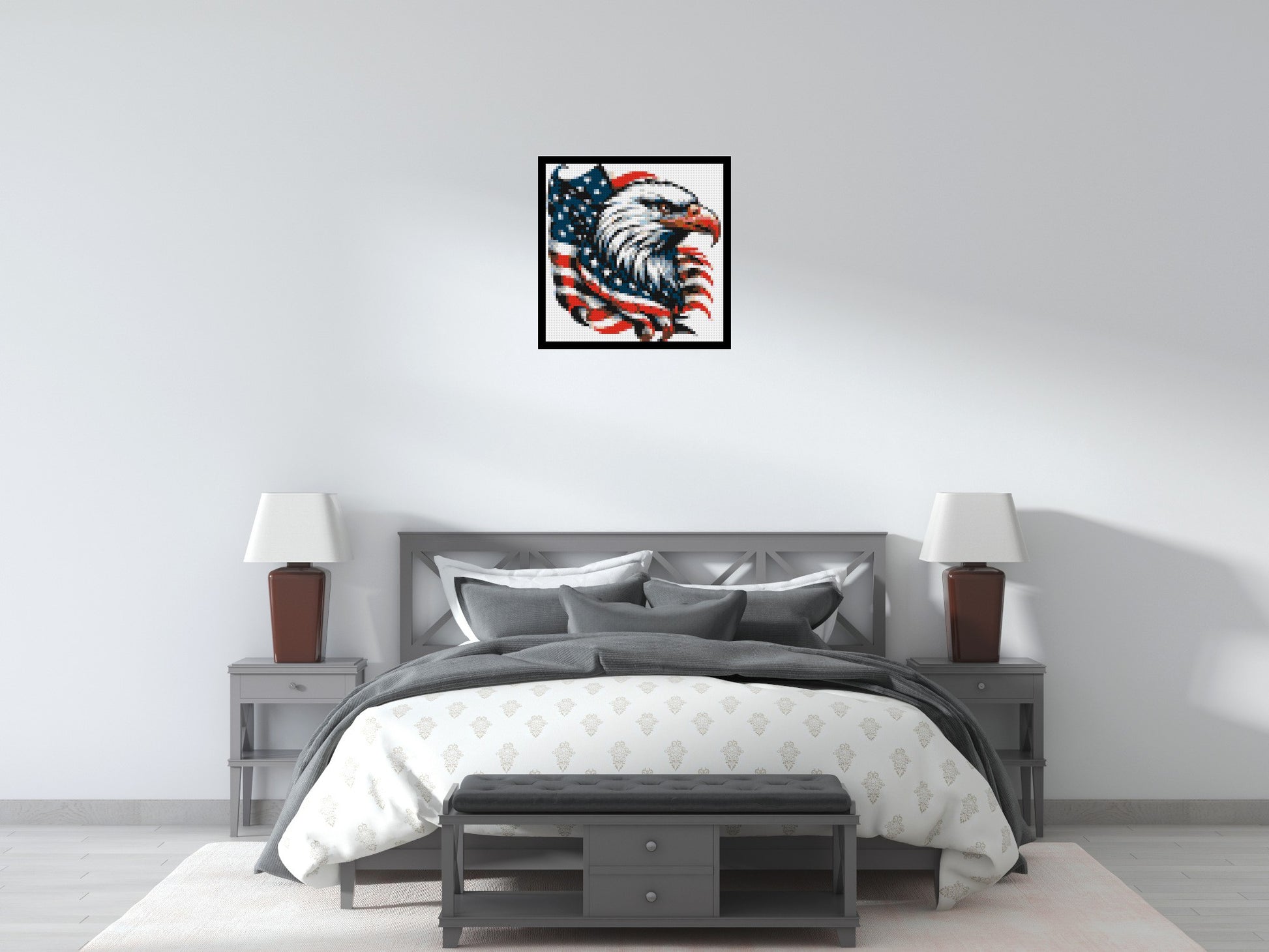Bald Eagle - Brick Art Mosaic Kit 3x3 scene with frame
