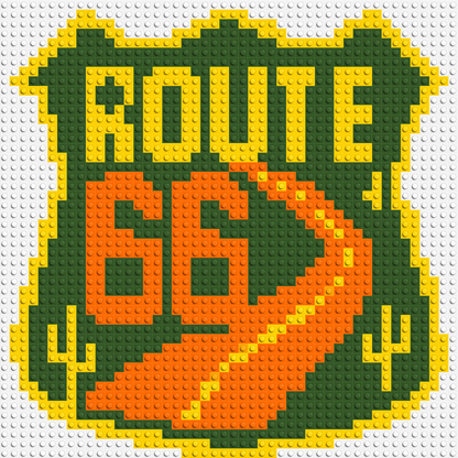 Route 66 Sign - Brick Art Mosaic Kit 2x2 large