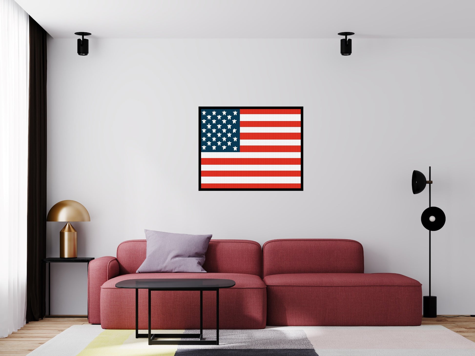 American Flag #2 - Brick Art Mosaic Kit 5x4 scene with frame