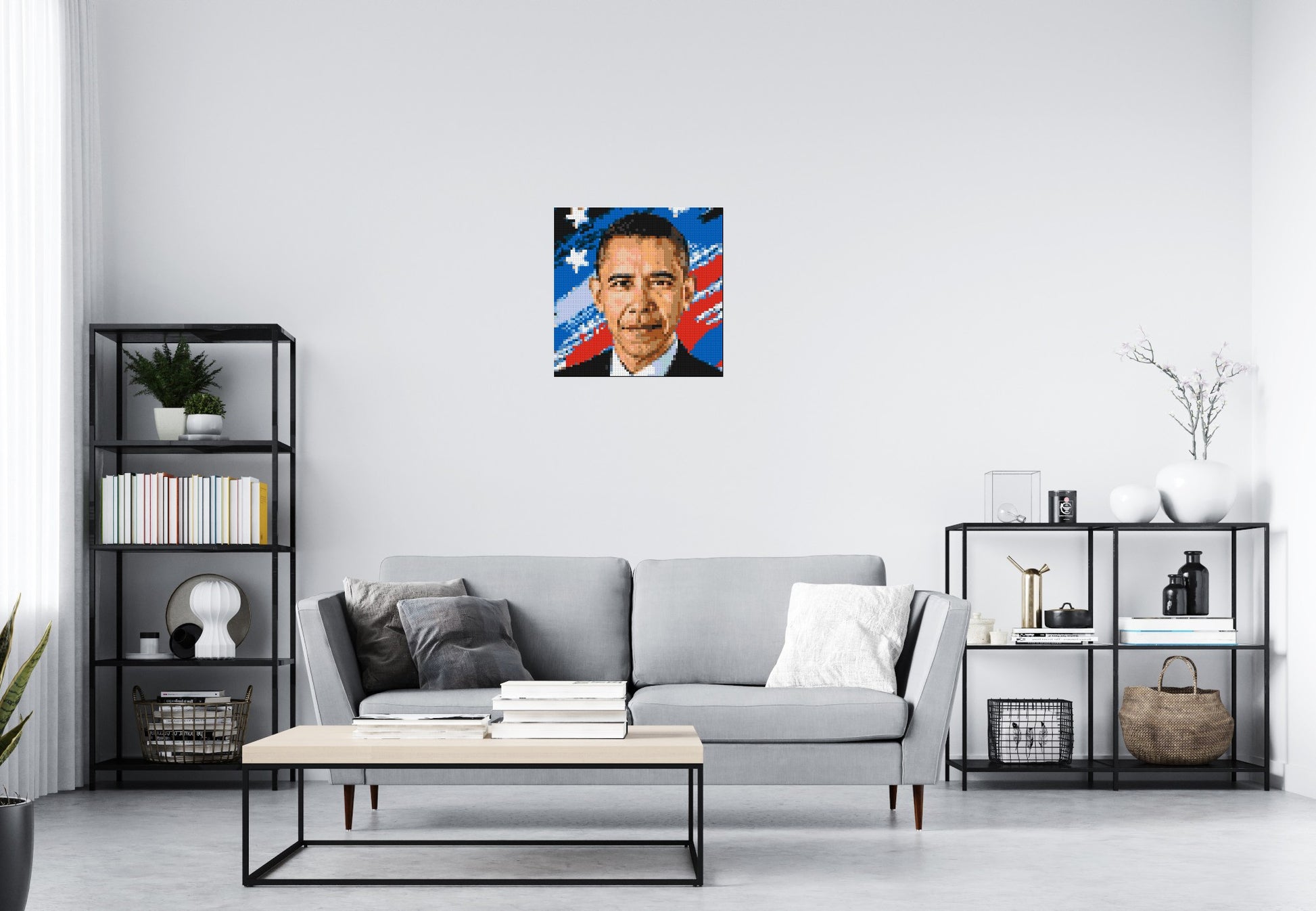Barack Obama - Brick Art Mosaic Kit 3x3 scene