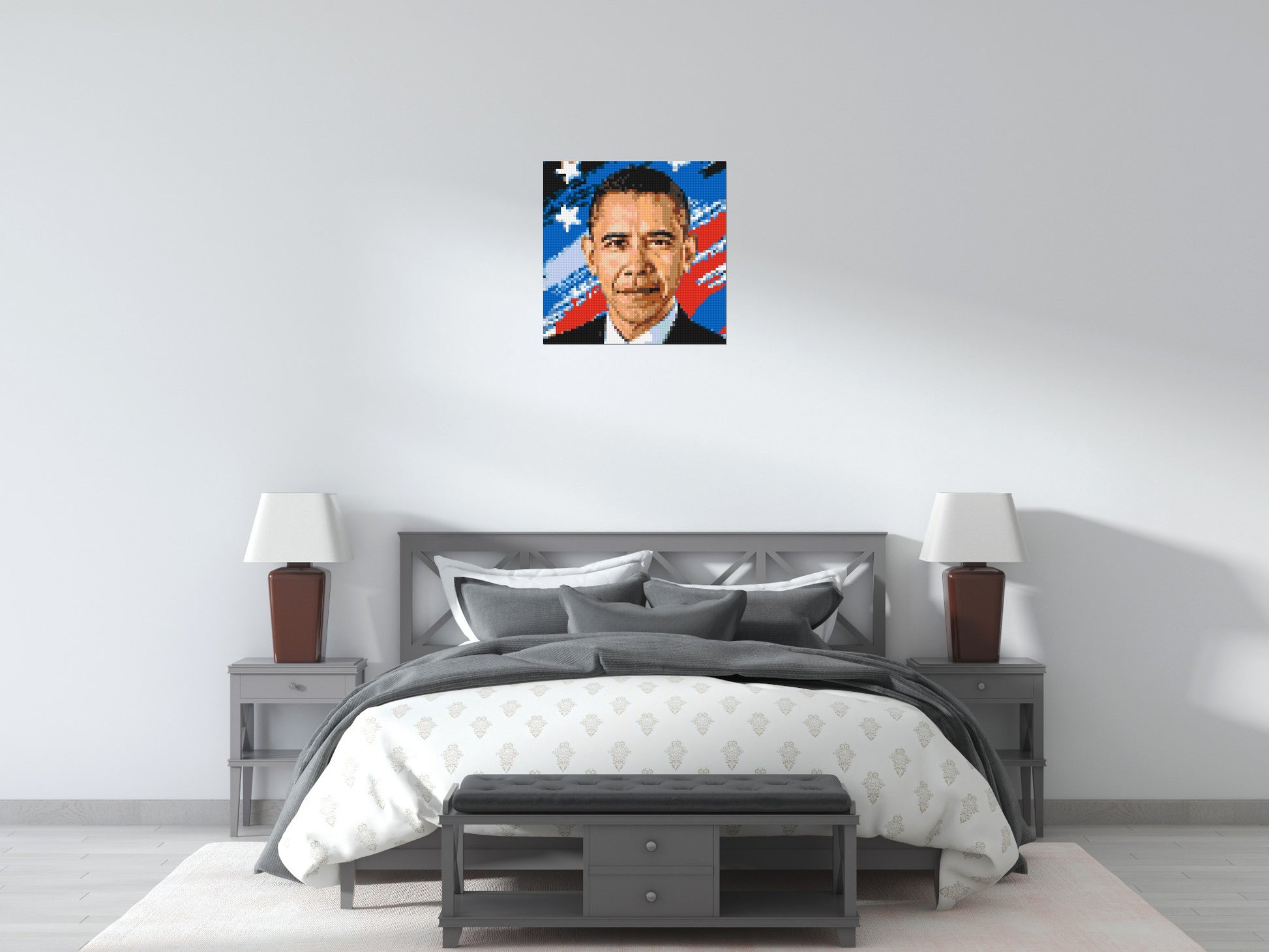 Barack Obama - Brick Art Mosaic Kit 3x3 scene