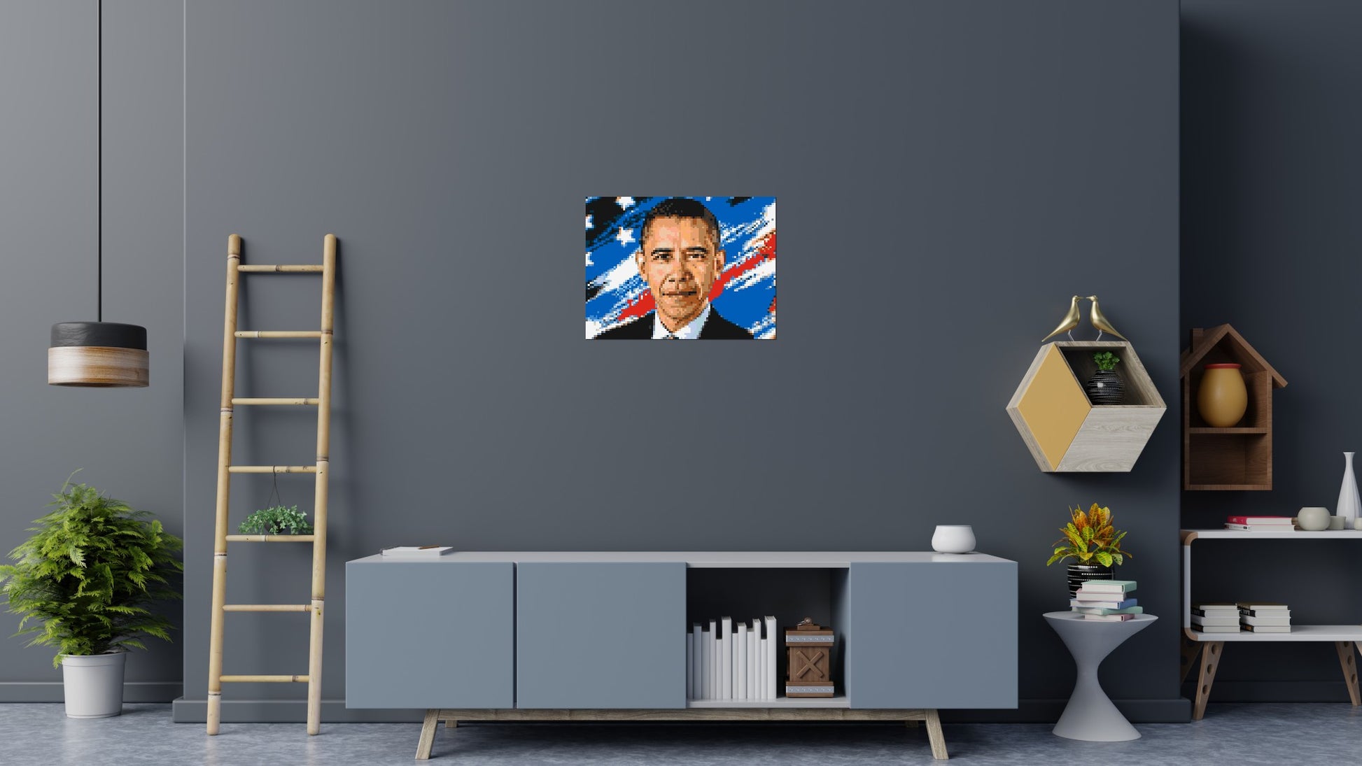 Barack Obama - Brick Art Mosaic Kit 4x3 scene