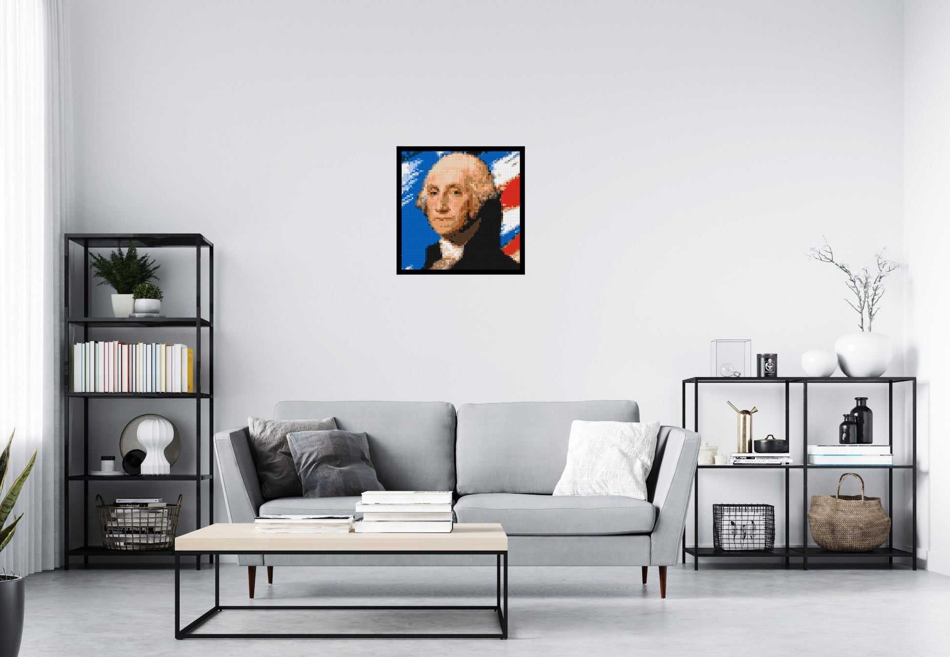 George Washington - Brick Art Mosaic Kit 3x3 scene with frame
