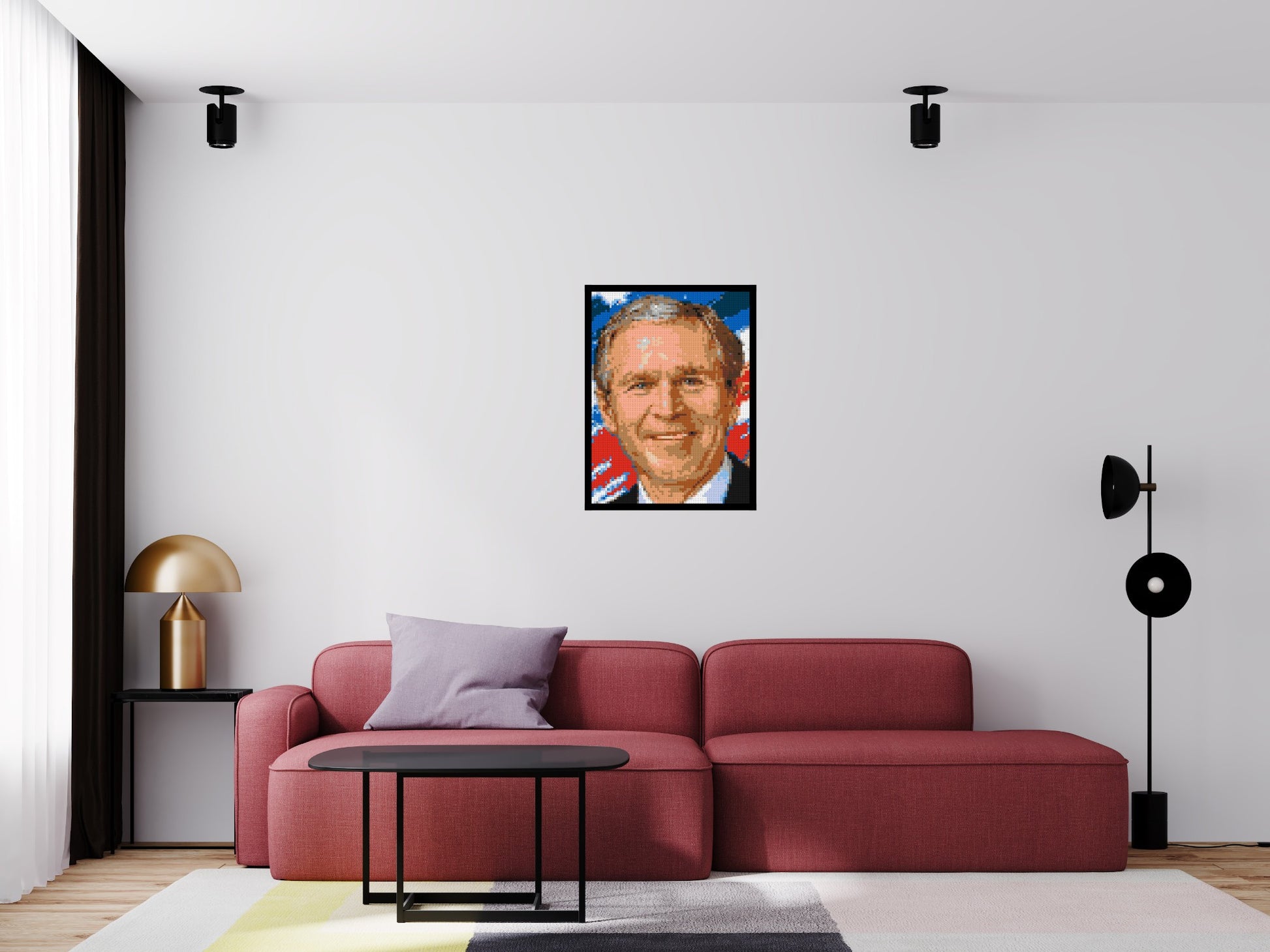 George W. Bush - Brick Art Mosaic Kit 3x4 scene with frame
