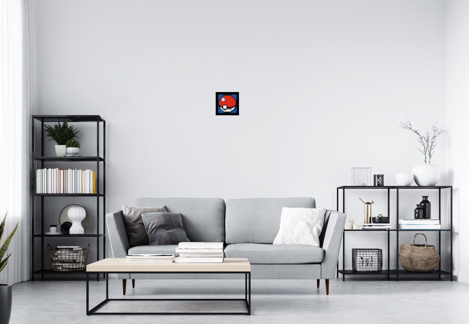 Poké Ball - Brick Art Mosaic Kit 1x1 scene with frame