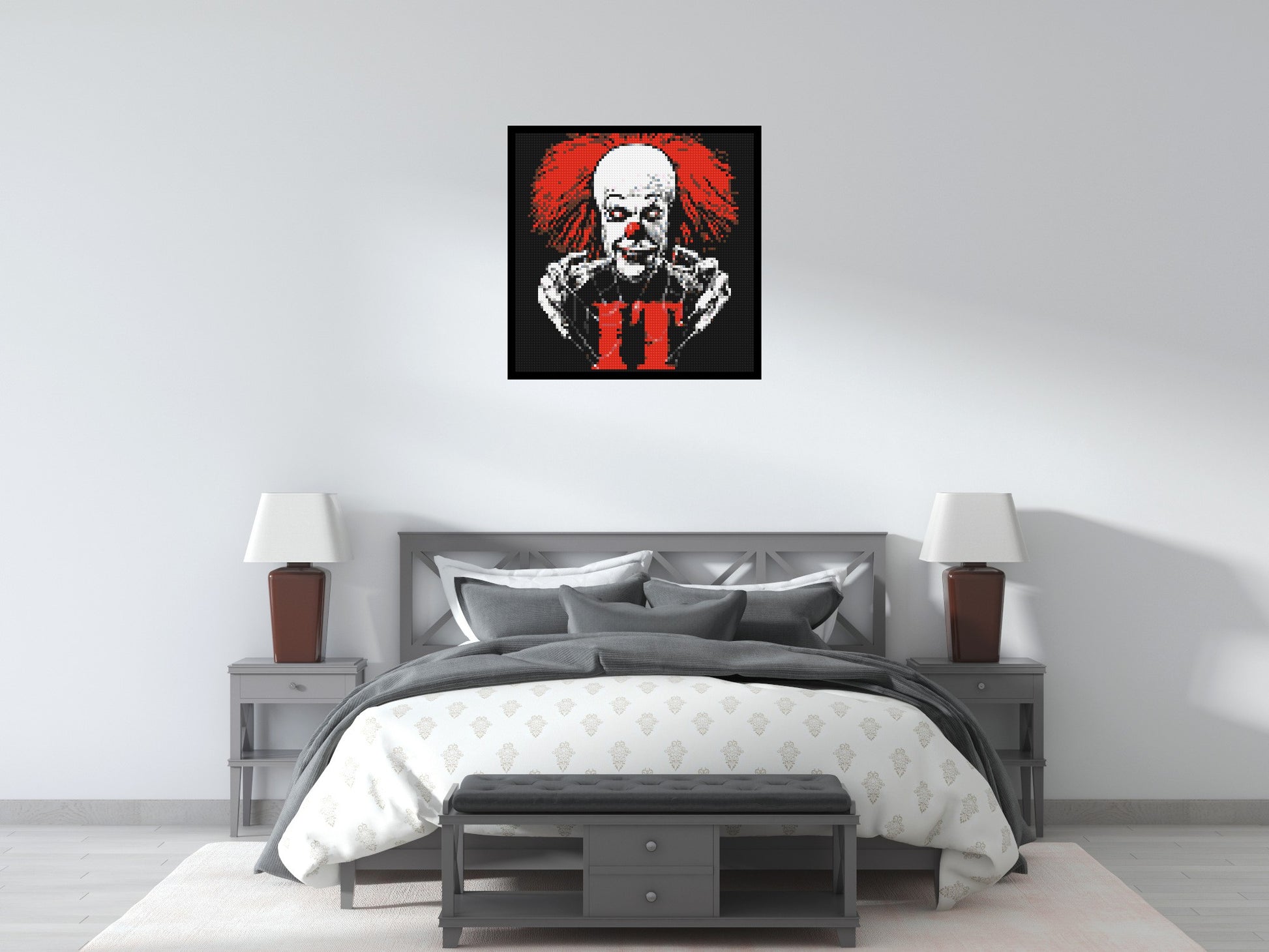 Pennywise (IT) - Brick Art Mosaic Kit 4x4 scene with frame