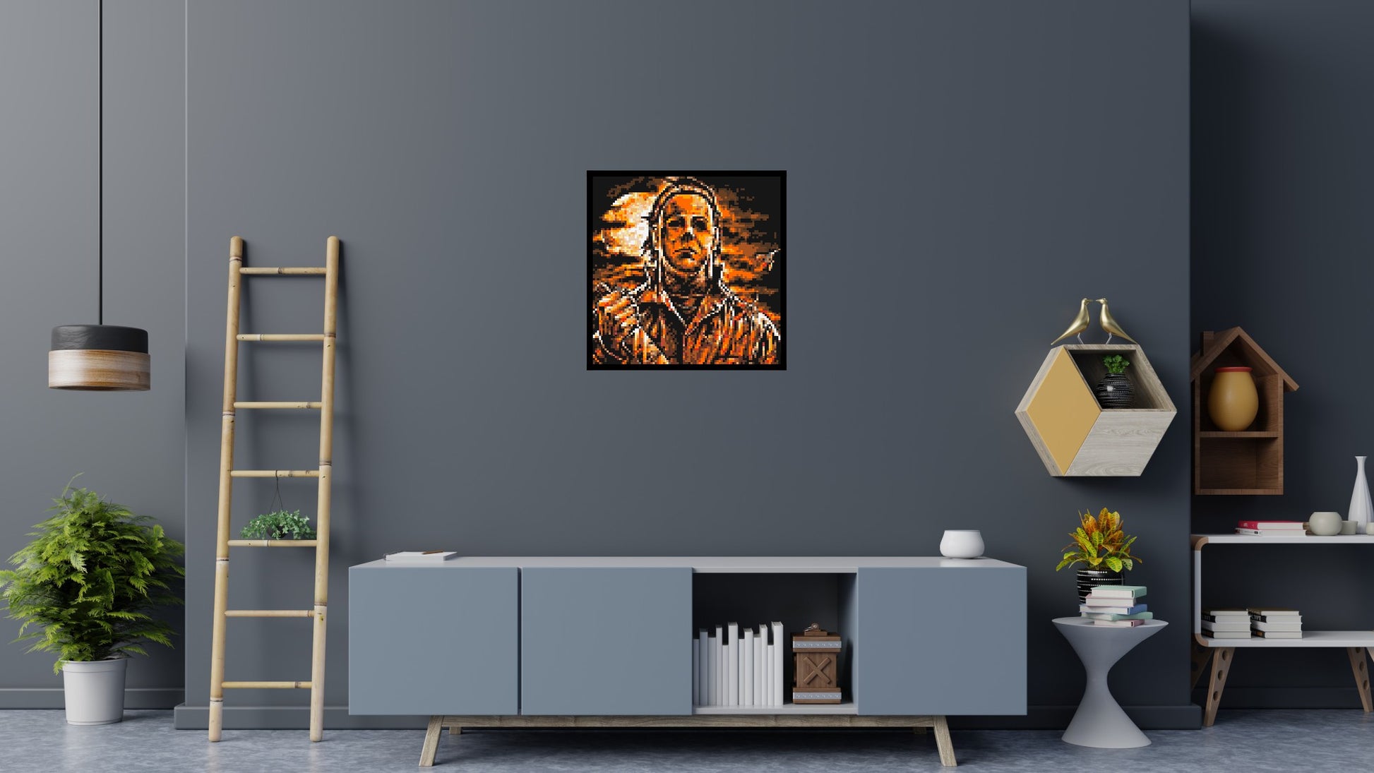 Michael Myers (Halloween) - Brick Art Mosaic Kit 4x4 scene with frame