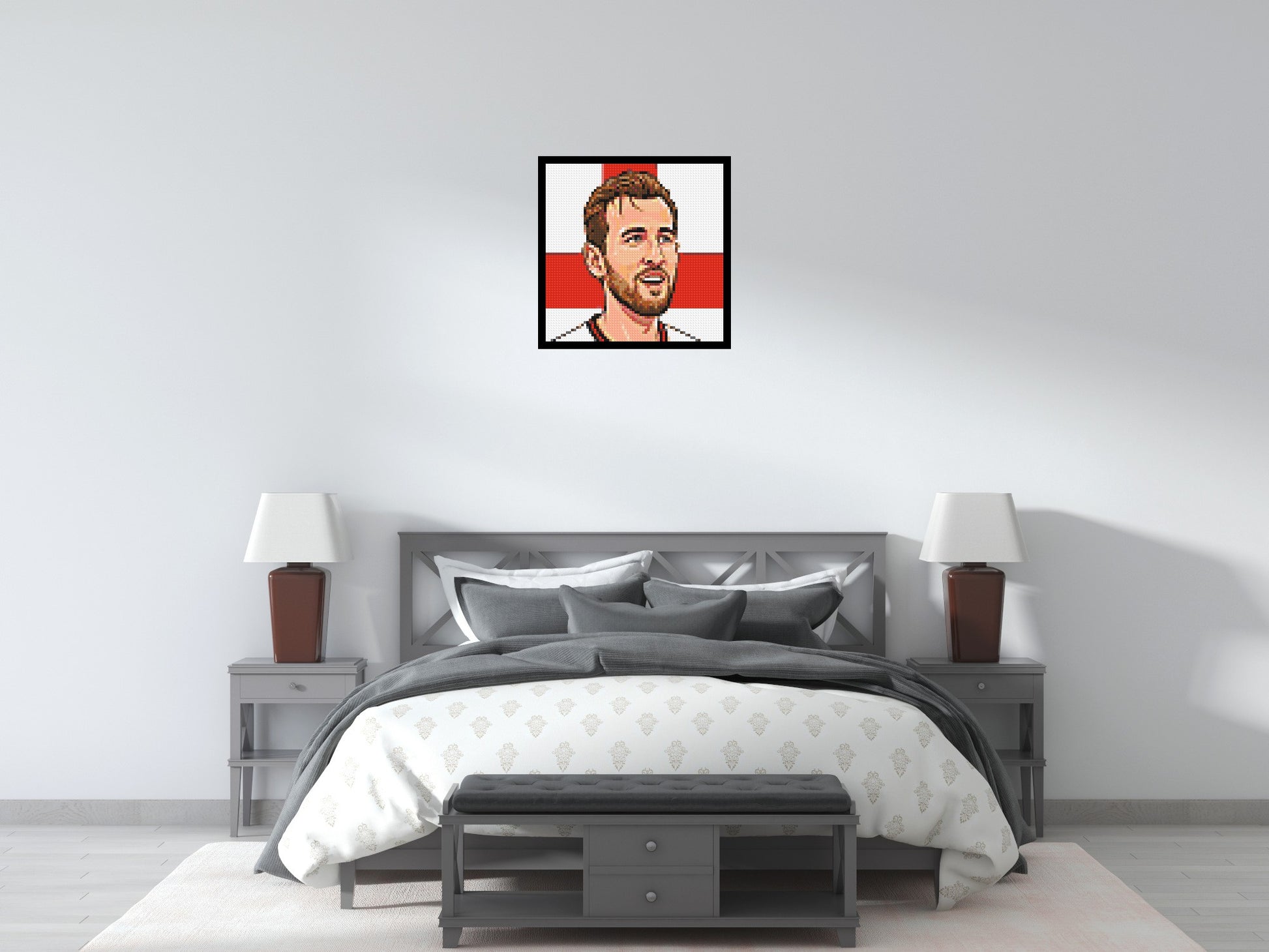 Harry Kane Caricature - Brick Art Mosaic Kit 3x3 scene with frame