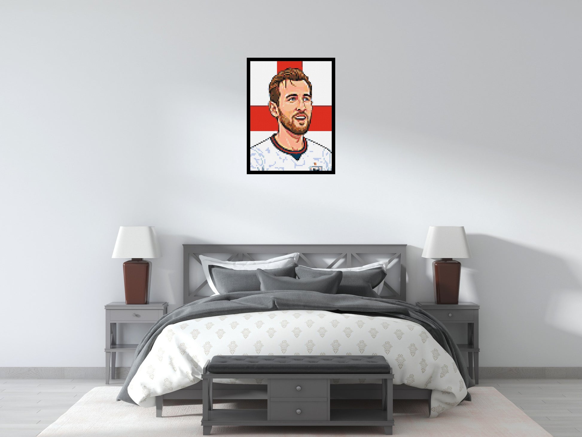 Harry Kane Caricature - Brick Art Mosaic Kit 3x4 scene with frame
